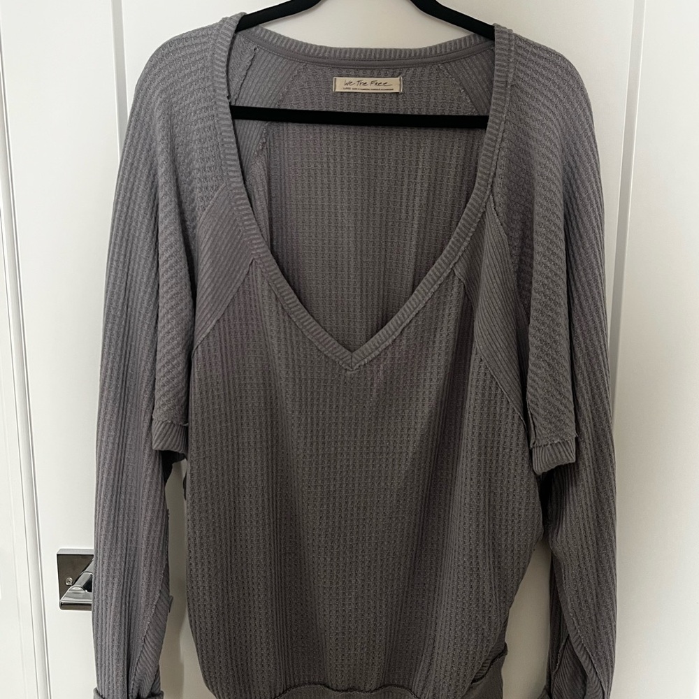 We The Free (Free People) Charcoal Knit Top